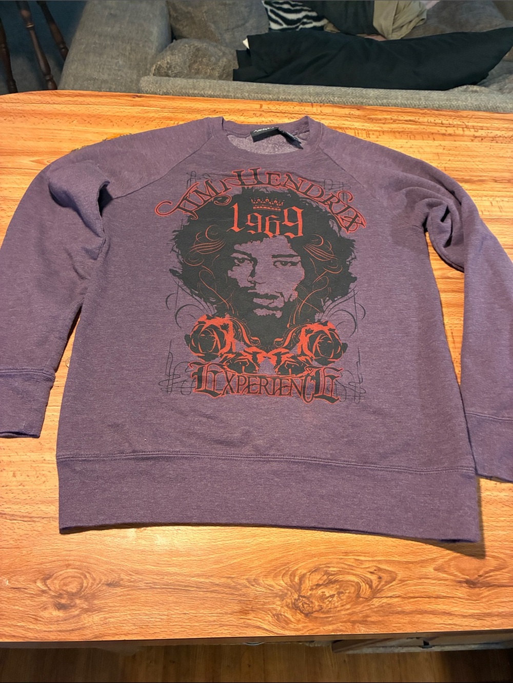 Purple Graphic Crewneck Sweatshirt - Music Graphic Pullover